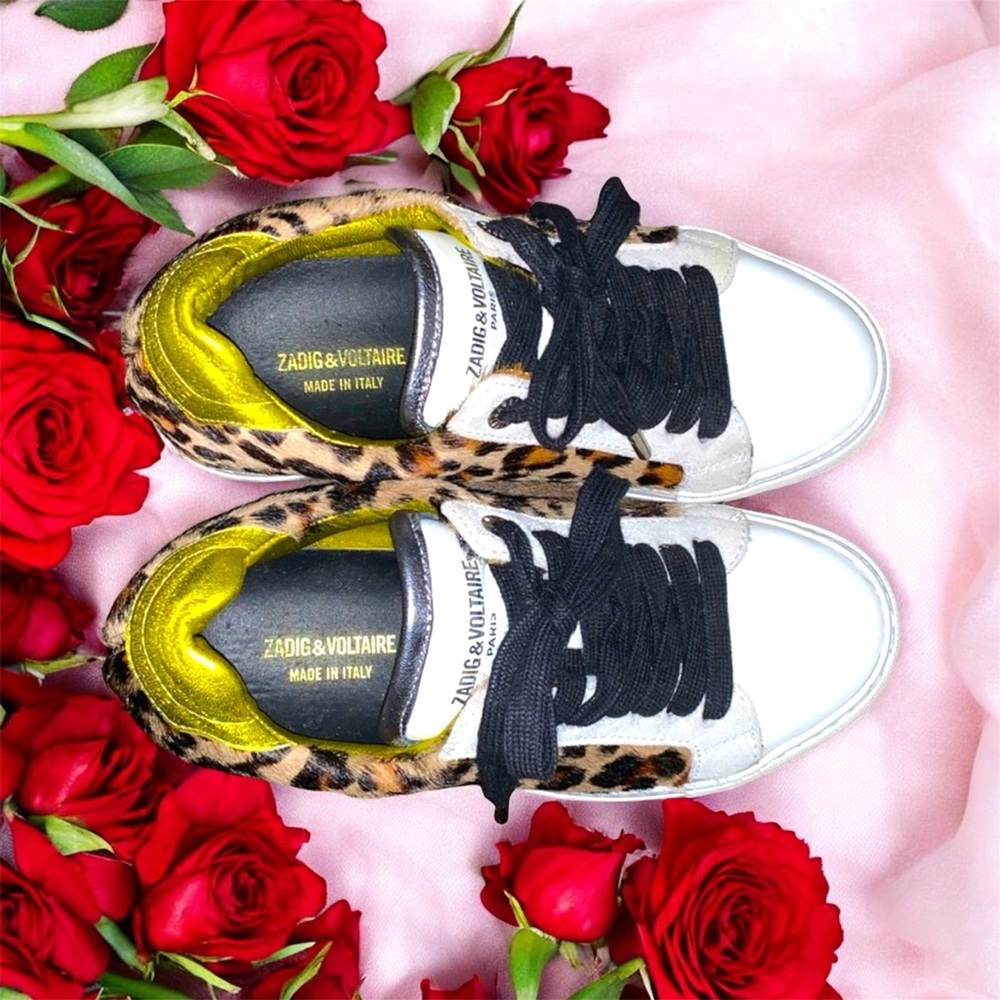 NWOT! Zadig & Voltaire Leopard Haircalf & Leather Sneaker - Picture 5 of 12